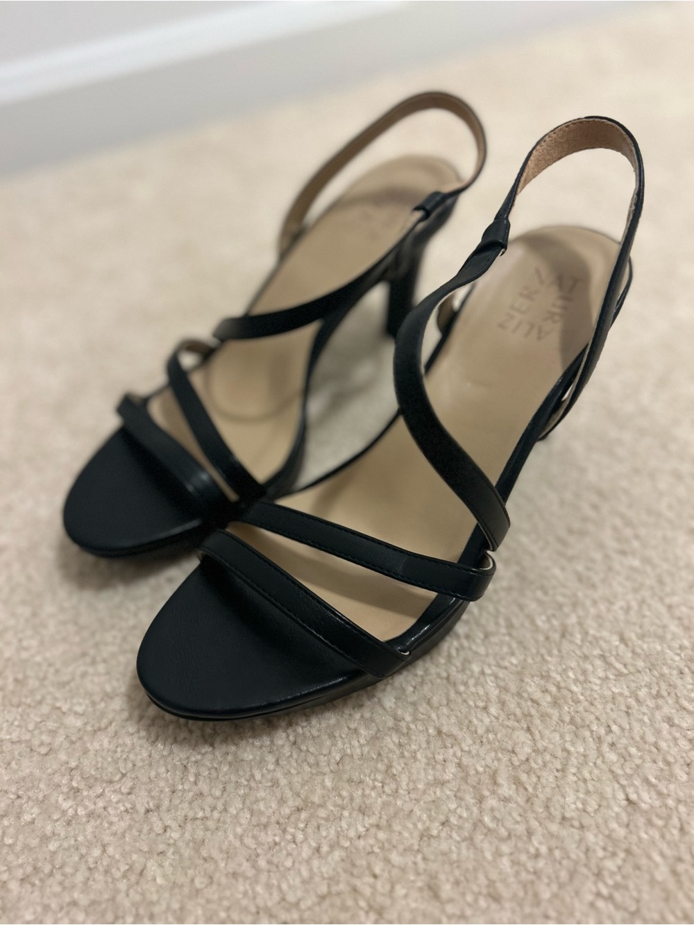 Naturlizer Black Strappy Slingback Heels